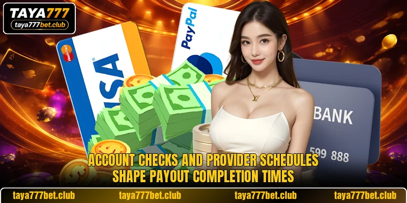 Account checks and provider schedules shape payout completion times