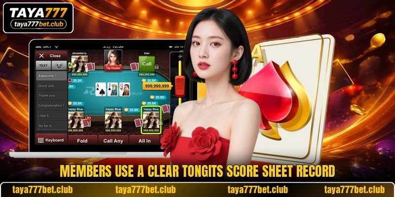 Members use a clear tongits score sheet record Members use a clear tongits score sheet record