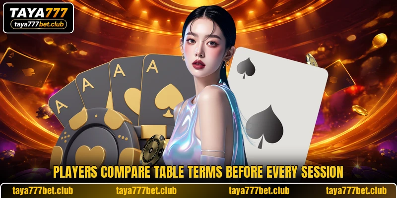 Players compare table terms before every session Players compare table terms before every session