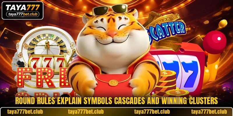 Round rules explain symbols cascades and winning clusters Round rules explain symbols cascades and winning clusters