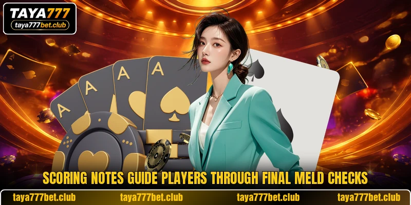 Scoring notes guide players through final meld checks Scoring notes guide players through final meld checks