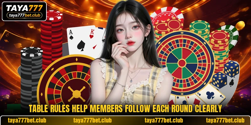 Table rules help members follow each round clearly Table rules help members follow each round clearly